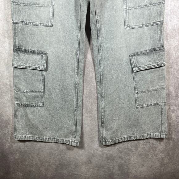 H&M Divided Jeans Womens 14 Gray Denim Cargo Pockets Bootcut High Rise NEW - Picture 3 of 15